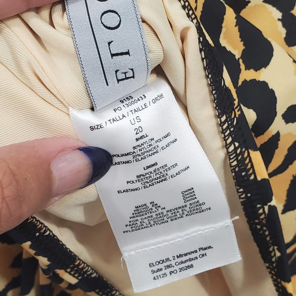 Eloquii Side Tie Leopard Animal Print Bandeau One Piece Swimsuit Plus Size 20 - Picture 10 of 10